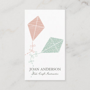 PINK BLUE KITE KIDS CLASS TEACHER TUTOR COACH BUSINESS CARD