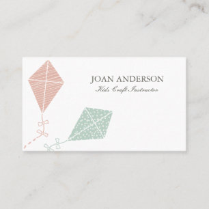 PINK BLUE KITE KIDS CLASS TEACHER TUTOR COACH BUSINESS CARD