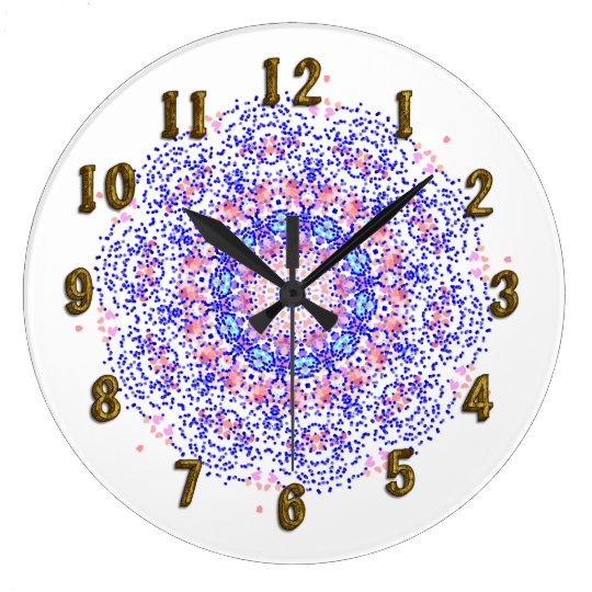 Pink Blue Lacy Pattern Pretty Wall Clock