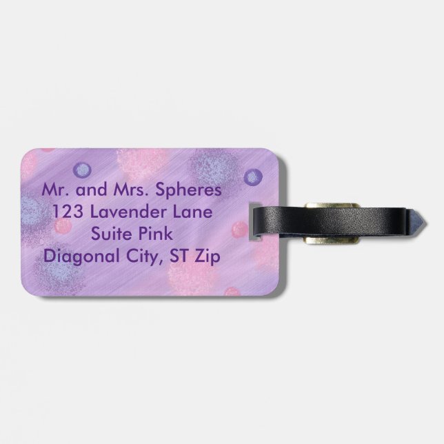 Pink Blue Lavender Spheres Luggage Tags (Back Horizontal)