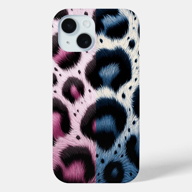 Pink & Blue Leopard Fur Animal Print Spots  Case-Mate iPhone Case (Back)