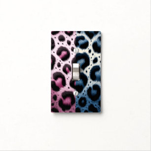 Pink & Blue Leopard Fur Animal Print Spots Light Switch Cover