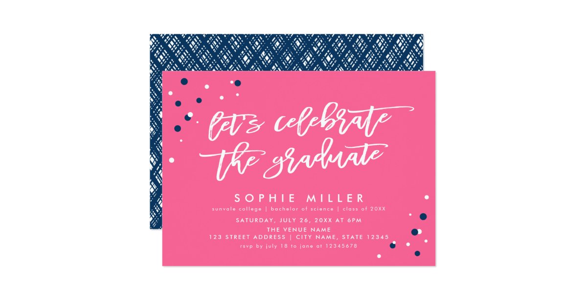 Pink Blue Let's Celebrate the Graduate Grad Party Invitation | Zazzle.com
