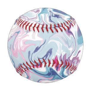 Pink & Blue Liquid Acrylic Baseball – Modern Art