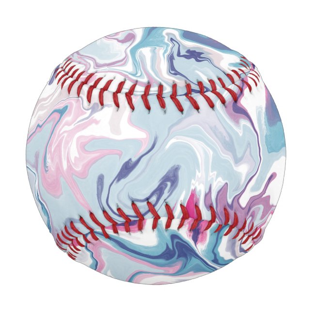 Pink & Blue Liquid Acrylic Baseball – Modern Art (Front)