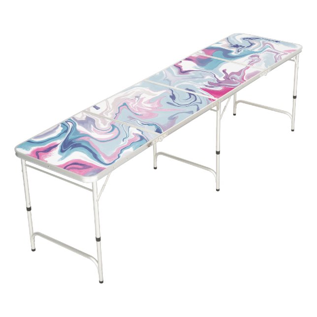 Pink & Blue Liquid Acrylic Beer Pong Table  (Angled)