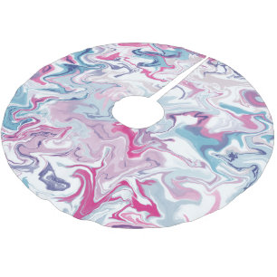 Pink & Blue Liquid Acrylic Brushed Polyester Tree  Skirt