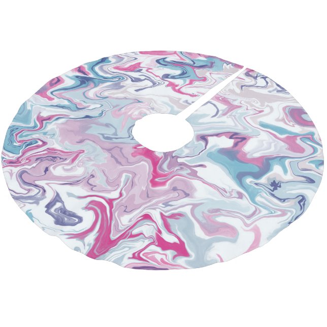 Pink & Blue Liquid Acrylic Brushed Polyester Tree  Skirt (Angled)