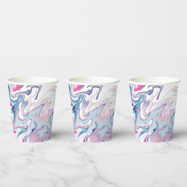 Pink & Blue Liquid Acrylic Paper Cups – Modern  (Multi)