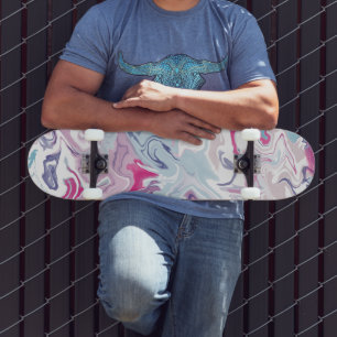 Pink & Blue Liquid Acrylic Skateboard • Artistic 