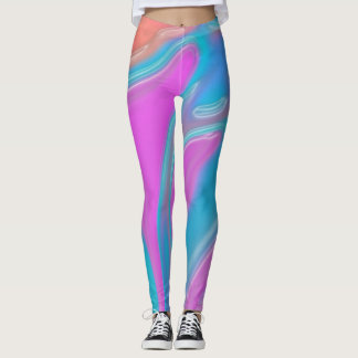 pink blue liquify texture pattern leggings