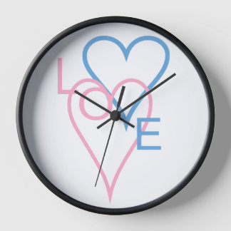 Pink & Blue Lovehearts Clock