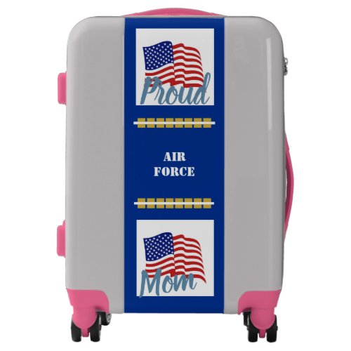 Pink Blue Luggage Suitcase Airforce Mom