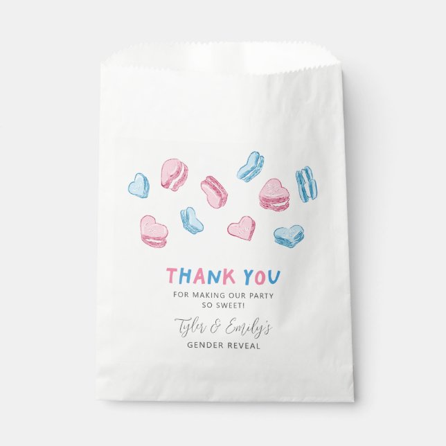 Pink Blue Macarons Gender Reveal Party Favor Bag (Front)