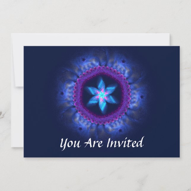 Pink-Blue Magen Bar/Bat Mitzvah Invitation (Front)