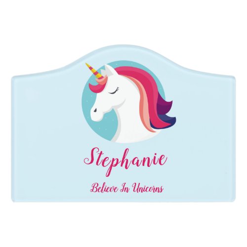 Pink  Blue Magical Unicorn  Personalized Door Sign