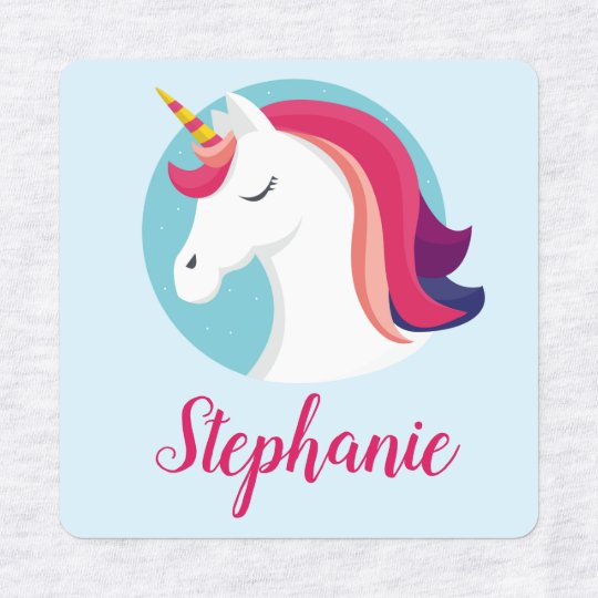 pink blue magical unicorn personalized kids labels zazzlecom