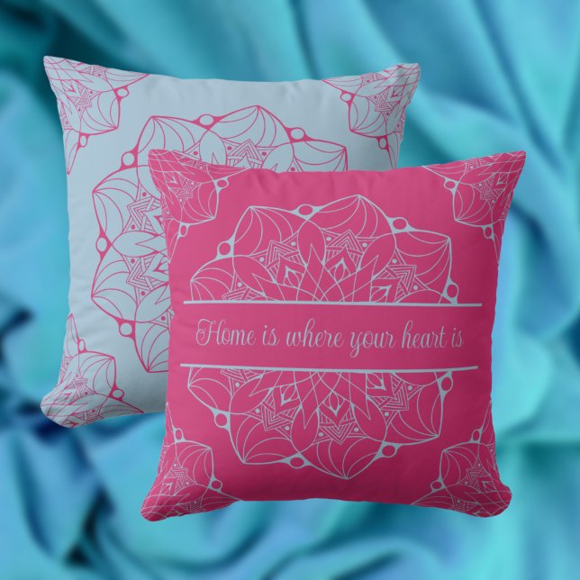 Pink & Blue Mandala Personalized Throw Pillow (Creator Uploaded)