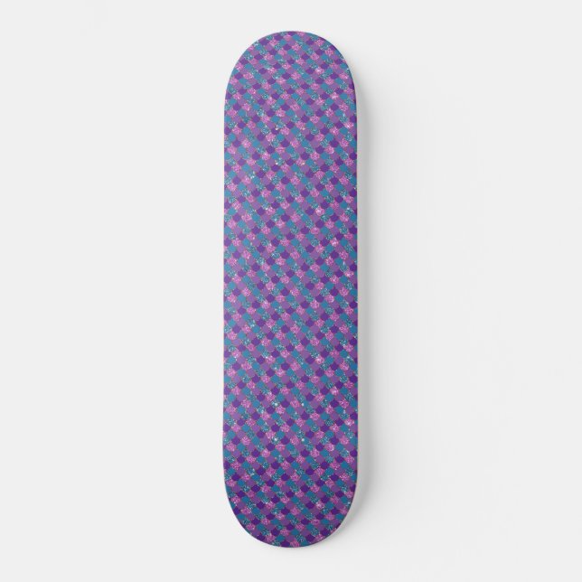 Pink Blue Mermaid Glitter Skateboard (Front)