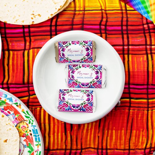 Pink blue Mexican tiles bridal shower favors