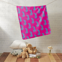 Pink & Blue Modern Cheetah Pattern Baby Blanket