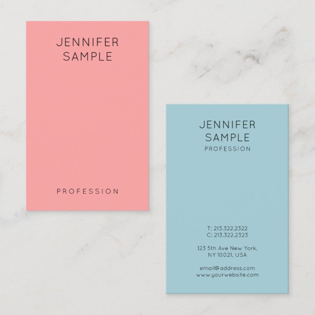 Pink Blue Modern Simple Elegant Template Business Card (Front/Back)