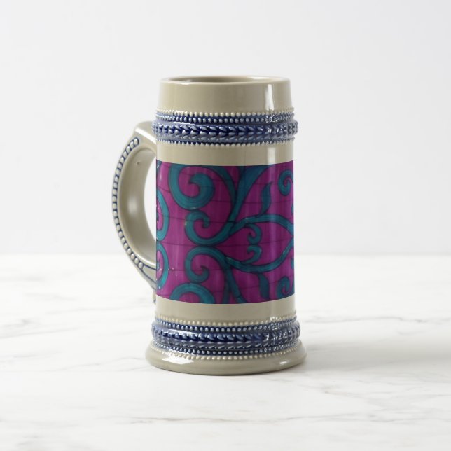 Pink Blue Motif 22 oz Stein (Front Left)