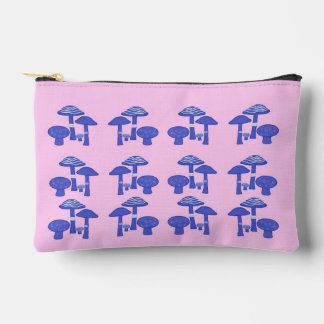 'Pink & Blue Mushroom' Print Cosmetic Bag