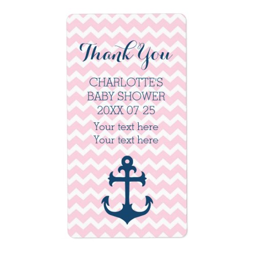 Pink Blue Nautical Baby Shower Favor Labels