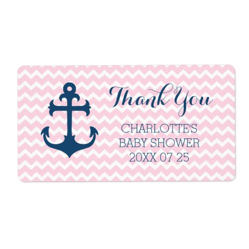Pink Blue Nautical Baby Shower Favor Labels