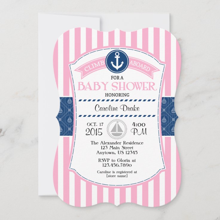 Pink Blue Nautical Baby Shower Invitation Zazzle