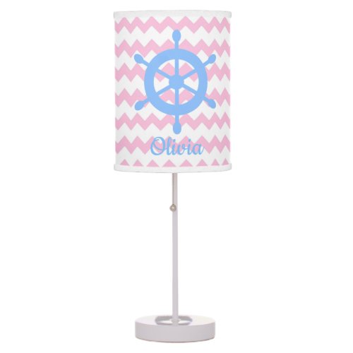 Pink Blue Nautical Sailboat Baby Girl Nursery Table Lamp