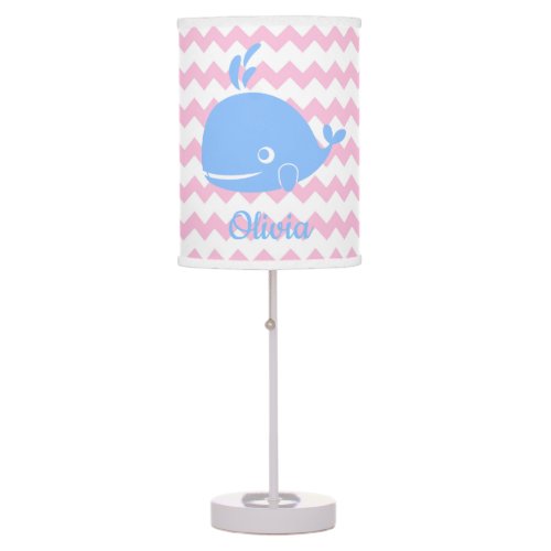 Pink Blue Nautical Whale Baby Girl Nursery Table Lamp