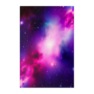 Pink Blue Nebula Galaxy Acrylic Wall Art