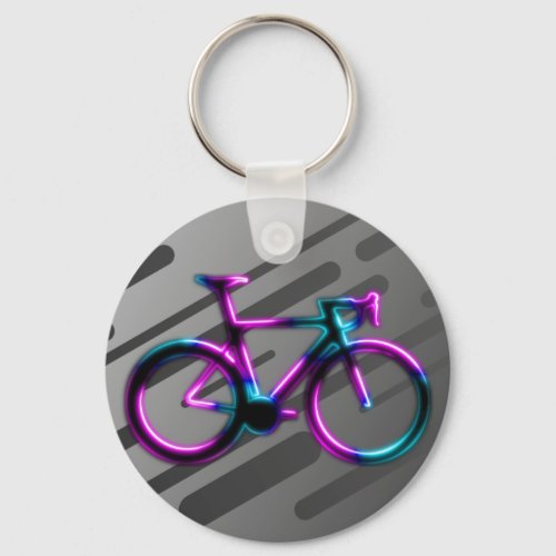 Pink Blue Neon Glow Road Bicycle Keychain