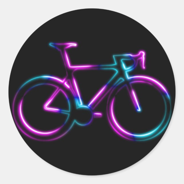Pink Blue Neon Glow Road Bicycle Sticker (Front)
