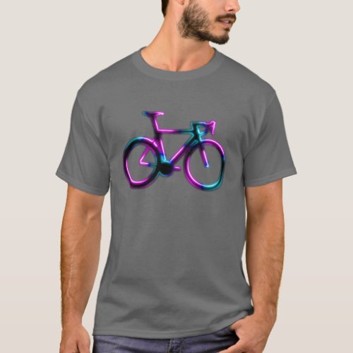 Pink Blue Neon Glow Road Bicycle T_Shirt