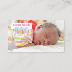 Pink & Blue Newborn Photography Baby Photographer Business Card