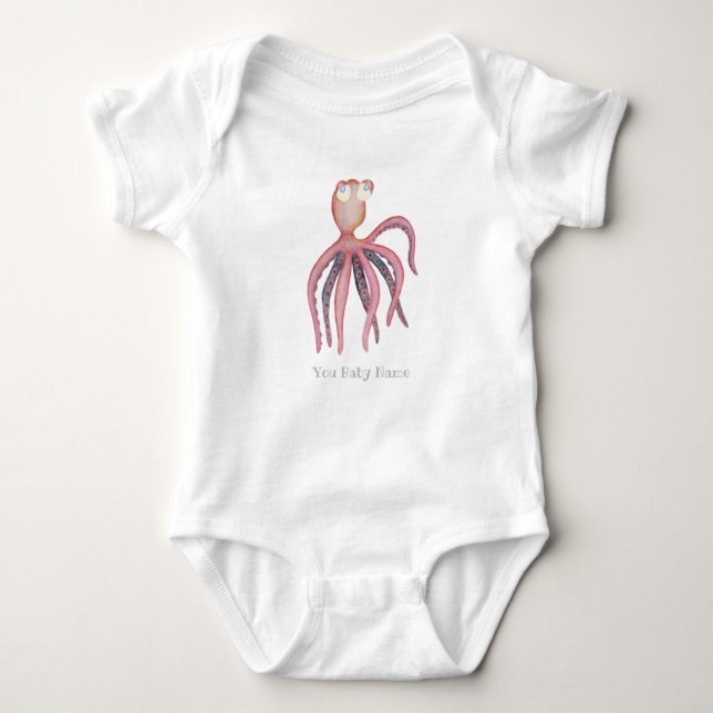 Pink Blue Octopusy Baby Bodysuit (Front)
