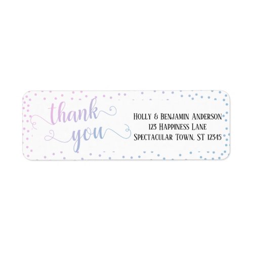 Pink Blue Ombre Confetti Typography Thank You Label