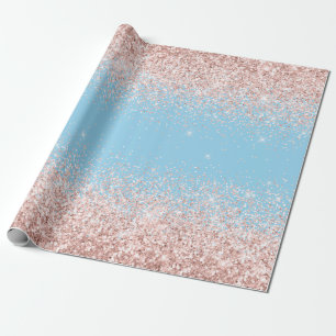Pink Blue Ombre Glitter Baby Gender Reveal Wrapping Paper