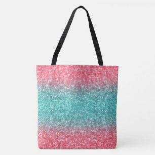 Pink Blue Ombre Glitter Tote Bag