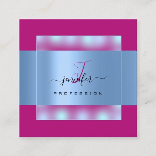 Pink  Blue Ombre Monogram Name Social Media Square Business Card