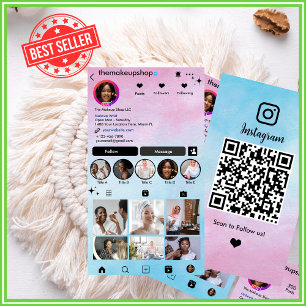 Pink & Blue   Ombre Social Media Business Card