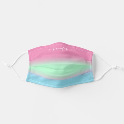 Pink Blue Ombre Stripes Pastels Green Name Green Adult Cloth Face Mask