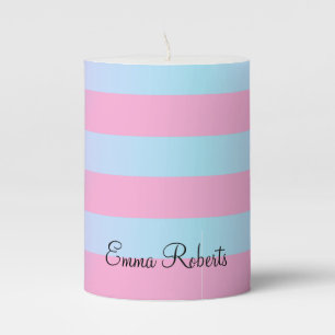 Pink Blue Ombre Watercolor Candle