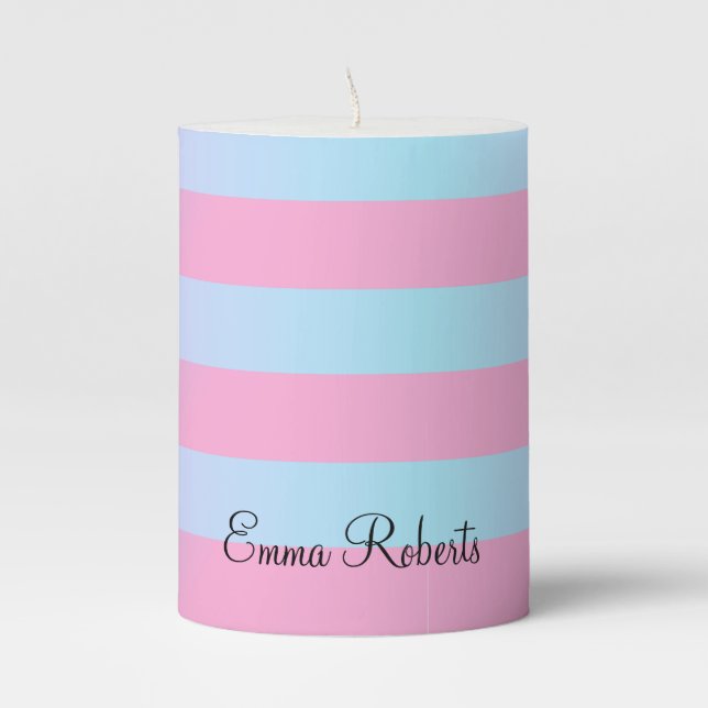 Pink Blue Ombre Watercolor Candle (Front)