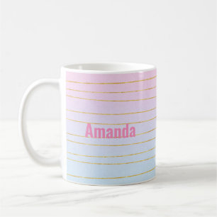 Pink Blue Ombre with Gold Lines Coffee Mug
