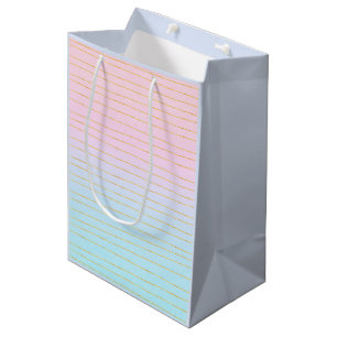 Pink Blue Ombre with Gold Lines Medium Gift Bag