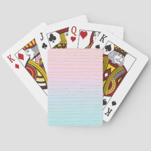 Pink Blue Ombre with Gold Lines Poker Cards
